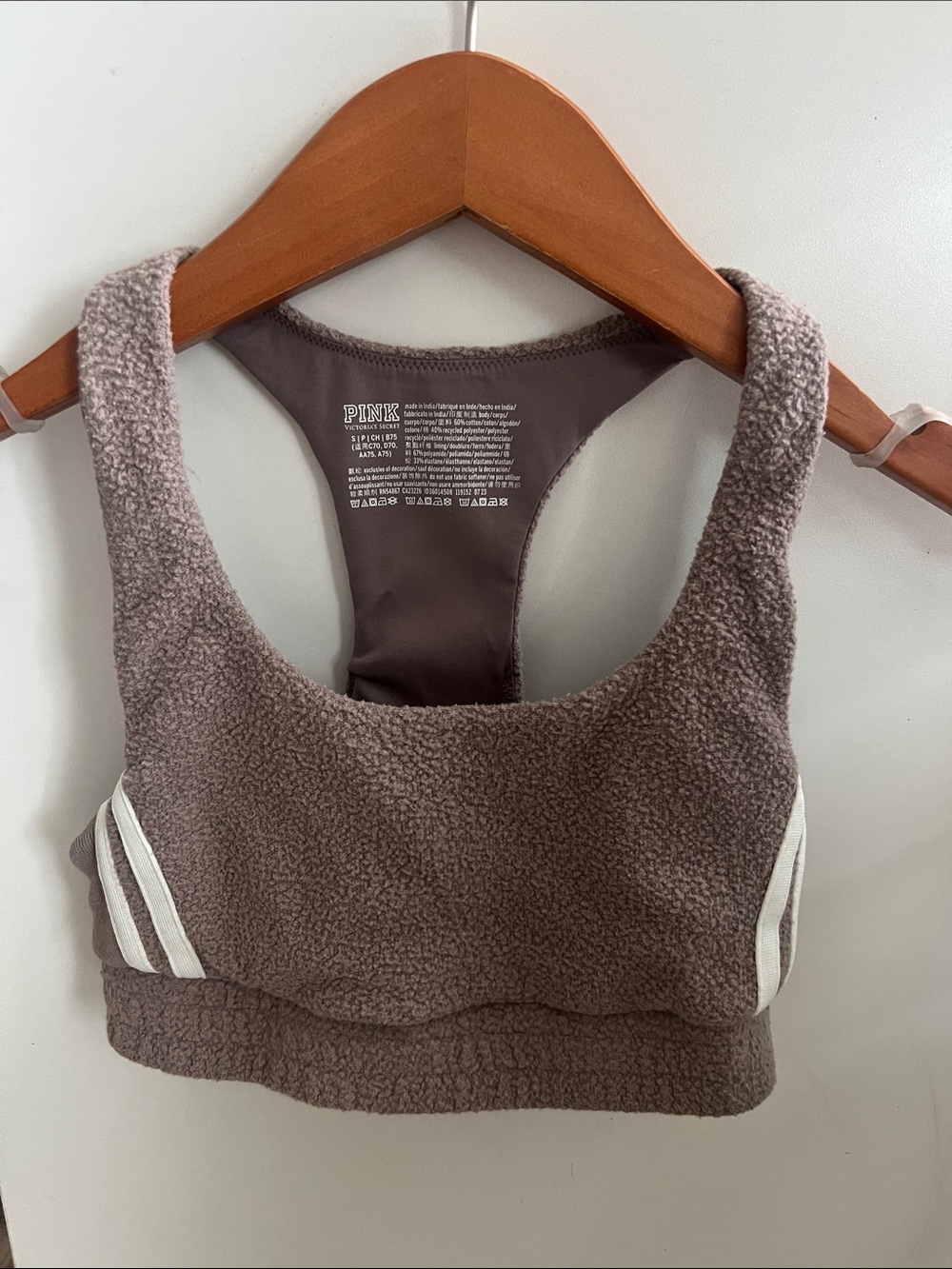 PINK Victoria's Secret Sherpa Racerback Bralette in Taupe